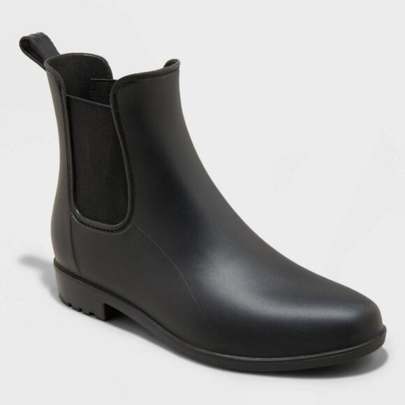 NWT A New Day Women's 9W Wide Chelsea Black Waterproof Ankle Rain Booties - Picture 12 of 12